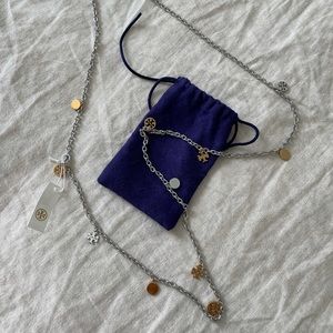 TORY BURCH LOGO ROSARY NECKLACE NWT